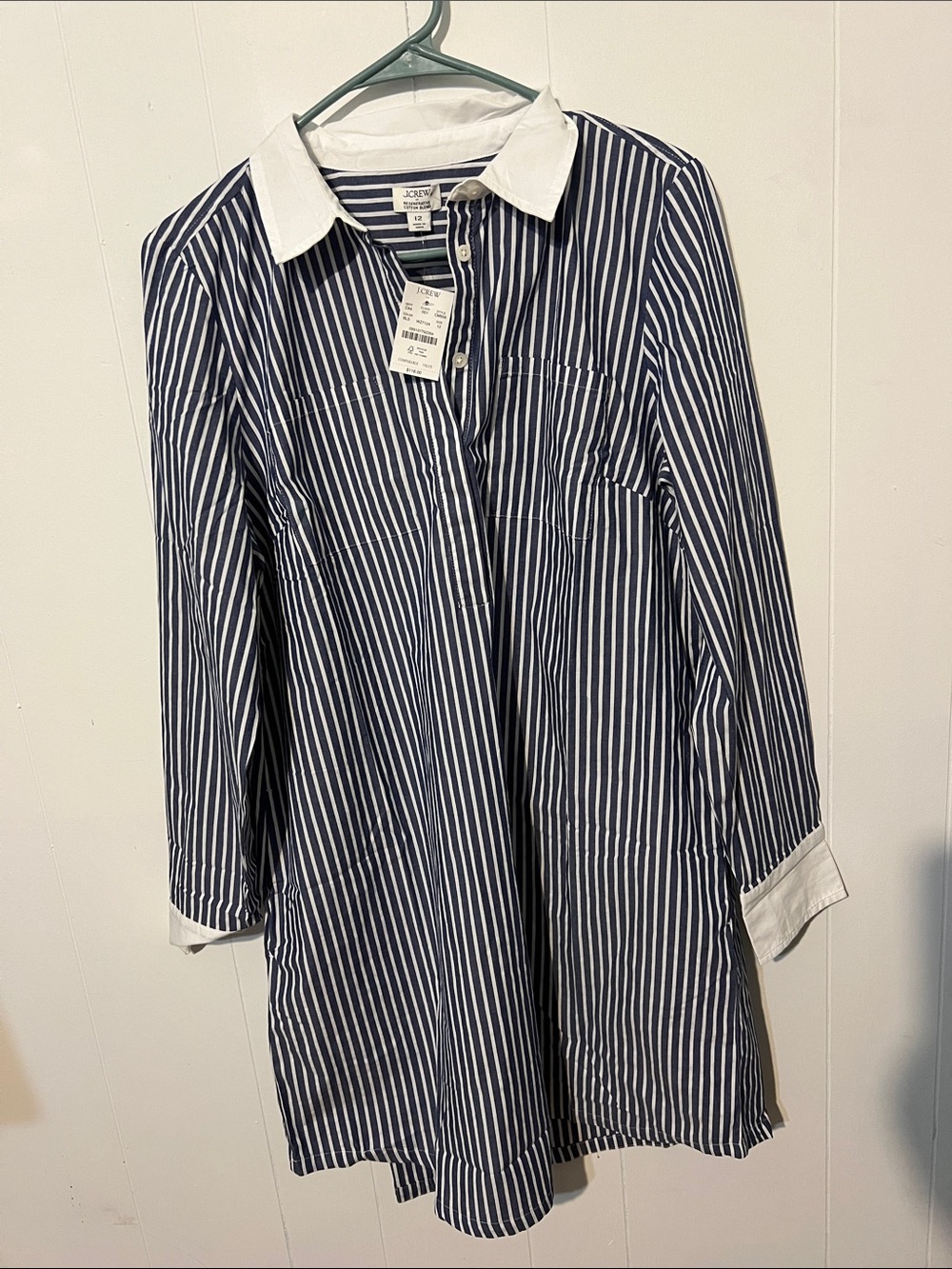 J. Crew Navy & White Striped Tunic Shirt Dress